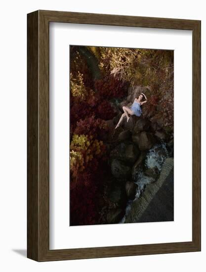 Beautiful Woman in Fairy Forest near a Stream-Miramiska-Framed Photographic Print