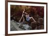 Beautiful Woman in Fairy Forest near a Stream-Miramiska-Framed Photographic Print