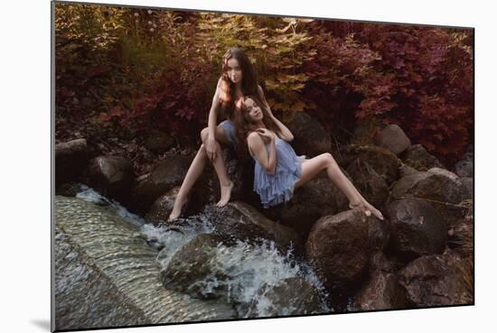 Beautiful Woman in Fairy Forest near a Stream-Miramiska-Mounted Photographic Print