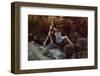 Beautiful Woman in Fairy Forest near a Stream-Miramiska-Framed Photographic Print