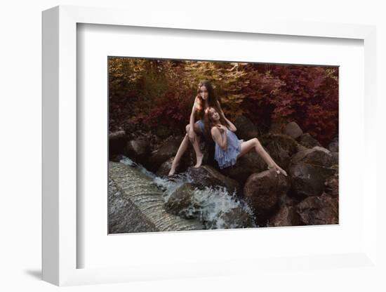 Beautiful Woman in Fairy Forest near a Stream-Miramiska-Framed Photographic Print