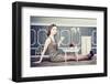 Beautiful Woman in Little Room Drink a Cup of Tea (Concept)-viczast-Framed Photographic Print