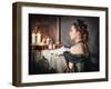 Beautiful Woman in Medieval Dress near Mirror-darkbird-Framed Photographic Print