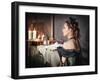 Beautiful Woman in Medieval Dress near Mirror-darkbird-Framed Photographic Print