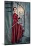 Beautiful Woman in Medieval Dress with Candelabrum-darkbird-Mounted Photographic Print