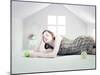 Beautiful Woman in the White Toy House (Photo Compilation Concept )-viczast-Mounted Photographic Print