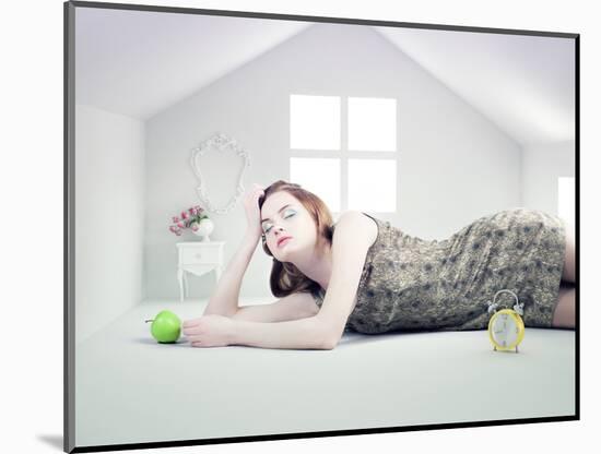Beautiful Woman in the White Toy House (Photo Compilation Concept )-viczast-Mounted Photographic Print