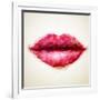 Beautiful Woman Lips Formed by Abstract Triangles-artant-Framed Art Print