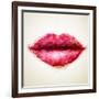 Beautiful Woman Lips Formed by Abstract Triangles-artant-Framed Art Print