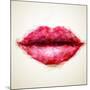 Beautiful Woman Lips Formed by Abstract Triangles-artant-Mounted Art Print