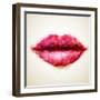 Beautiful Woman Lips Formed by Abstract Triangles-artant-Framed Art Print