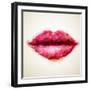 Beautiful Woman Lips Formed by Abstract Triangles-artant-Framed Art Print