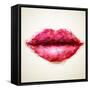 Beautiful Woman Lips Formed by Abstract Triangles-artant-Framed Stretched Canvas