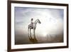 Beautiful Woman on a Horse. Horseback Rider, Woman Riding Horse on Beach-Miramiska-Framed Photographic Print