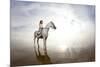 Beautiful Woman on a Horse. Horseback Rider, Woman Riding Horse on Beach-Miramiska-Mounted Photographic Print