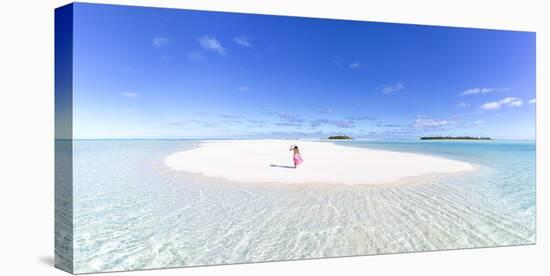 Beautiful Woman on Tropical Beach Honeymoon Island, Aitutaki, Cook Islands (Mr)-Matteo Colombo-Stretched Canvas