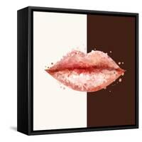 Beautiful Woman Pink Lips Formed by Abstract Blots. it Can Be Used on Any Background Color.-artant-Framed Stretched Canvas