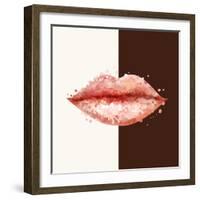 Beautiful Woman Pink Lips Formed by Abstract Blots. it Can Be Used on Any Background Color.-artant-Framed Art Print