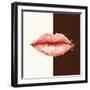 Beautiful Woman Pink Lips Formed by Abstract Blots. it Can Be Used on Any Background Color.-artant-Framed Art Print