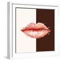 Beautiful Woman Pink Lips Formed by Abstract Blots. it Can Be Used on Any Background Color.-artant-Framed Art Print