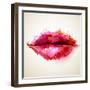 Beautiful Woman's Lips Formed By Abstract Blots-artant-Framed Art Print