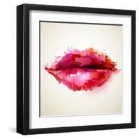 Beautiful Woman's Lips Formed By Abstract Blots-artant-Framed Art Print