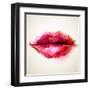 Beautiful Woman's Lips Formed By Abstract Blots-artant-Framed Art Print