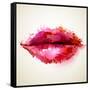 Beautiful Woman's Lips Formed By Abstract Blots-artant-Framed Stretched Canvas