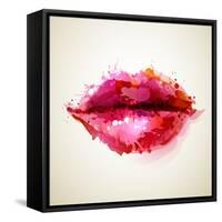 Beautiful Woman's Lips Formed By Abstract Blots-artant-Framed Stretched Canvas