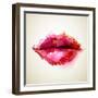 Beautiful Woman's Lips Formed By Abstract Blots-artant-Framed Art Print