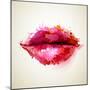 Beautiful Woman's Lips Formed By Abstract Blots-artant-Mounted Art Print