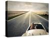 Beautiful Woman Traveling on a Vintage Car-olly2-Stretched Canvas