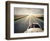 Beautiful Woman Traveling on a Vintage Car-olly2-Framed Photographic Print