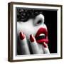 Beautiful Woman with Black Lace Mask over Her Eyes-Subbotina Anna-Framed Premium Photographic Print