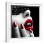 Beautiful Woman with Black Lace Mask over Her Eyes-Subbotina Anna-Framed Premium Photographic Print