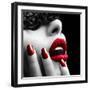 Beautiful Woman with Black Lace Mask over Her Eyes-Subbotina Anna-Framed Photographic Print