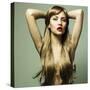 Beautiful Woman with Green Eyes-George Mayer-Stretched Canvas