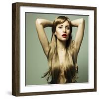 Beautiful Woman with Green Eyes-George Mayer-Framed Photographic Print