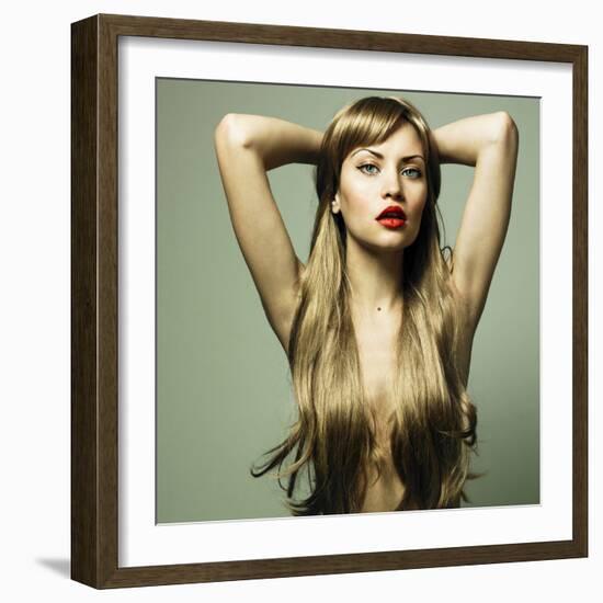 Beautiful Woman with Green Eyes-George Mayer-Framed Photographic Print