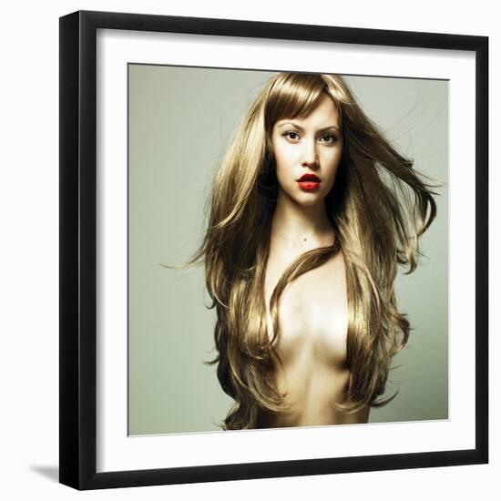 Beautiful Woman with Magnificent Hair-George Mayer-Framed Photographic Print