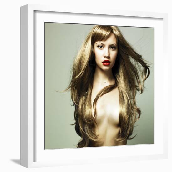 Beautiful Woman with Magnificent Hair-George Mayer-Framed Photographic Print