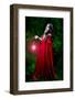 Beautiful Woman with Red Cloak and Lantern in the Woods-mirceab-Framed Photographic Print