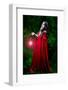 Beautiful Woman with Red Cloak and Lantern in the Woods-mirceab-Framed Photographic Print