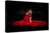 Beautiful Woman with Red Cloak in the Woods by Night-mirceab-Stretched Canvas