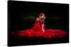 Beautiful Woman with Red Cloak in the Woods by Night-mirceab-Stretched Canvas