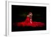 Beautiful Woman with Red Cloak in the Woods by Night-mirceab-Framed Photographic Print