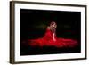 Beautiful Woman with Red Cloak in the Woods by Night-mirceab-Framed Photographic Print