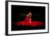 Beautiful Woman with Red Cloak in the Woods by Night-mirceab-Framed Photographic Print
