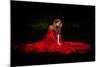 Beautiful Woman with Red Cloak in the Woods by Night-mirceab-Mounted Photographic Print