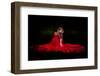 Beautiful Woman with Red Cloak in the Woods by Night-mirceab-Framed Photographic Print